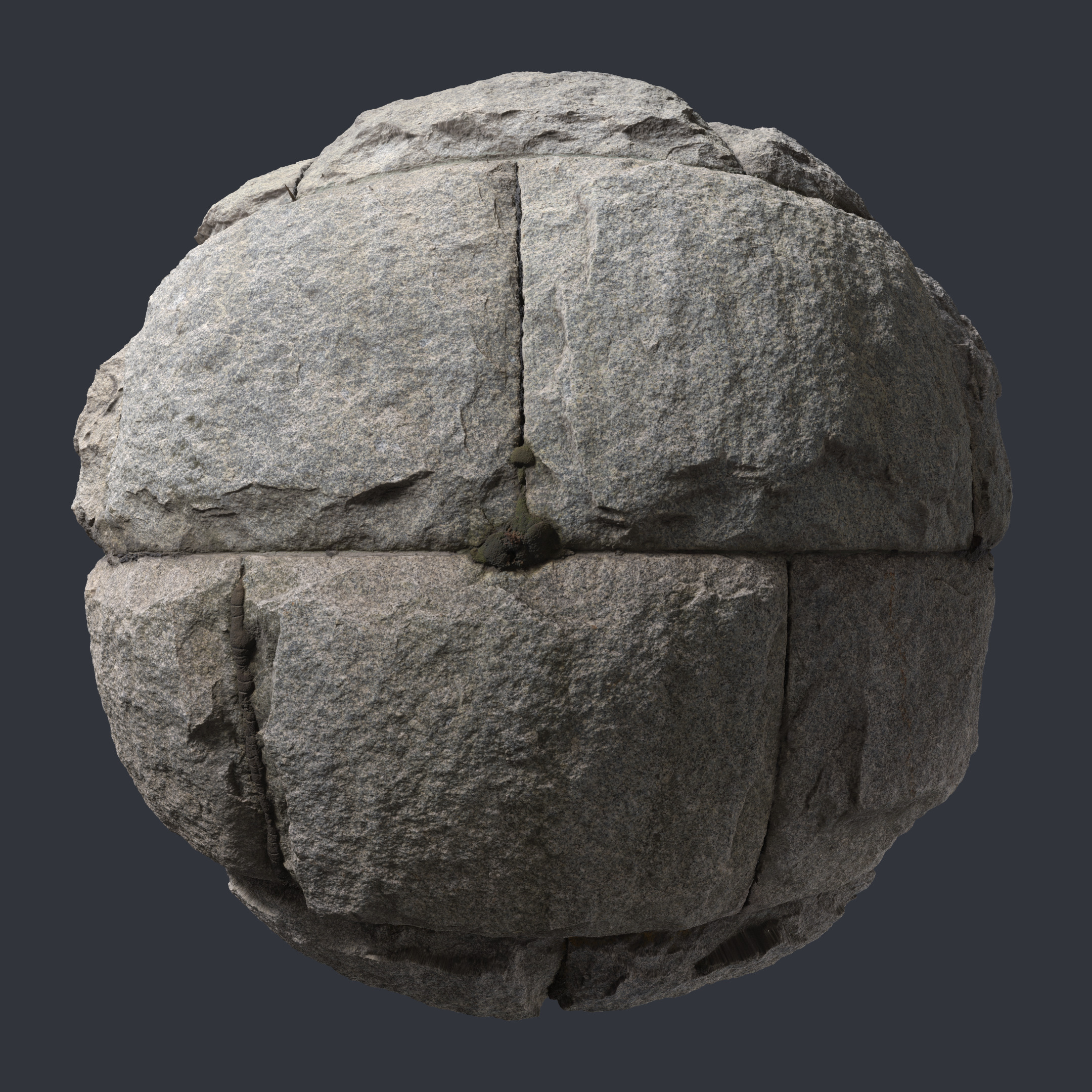 3D Scanned Granite Stone Wall - 3x3 meters